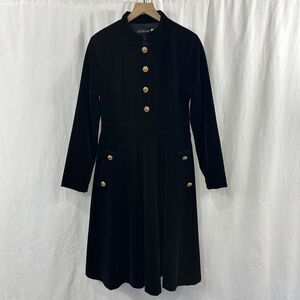 Feiinvan Black Velvet Gold Button Fit & Flare Dress Womens Size XL Victorian